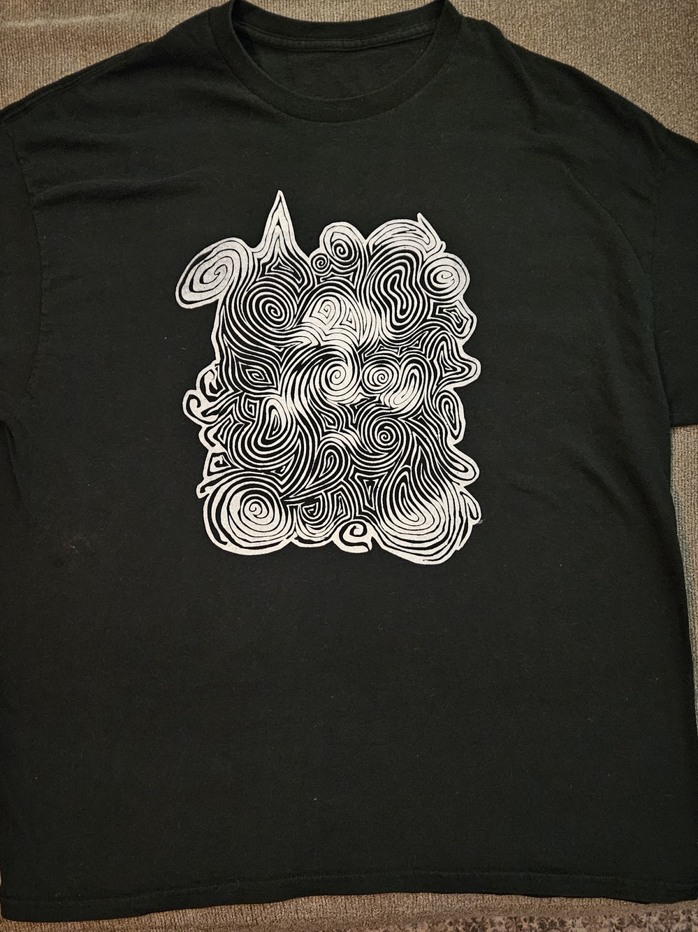 Jerry Garcia Grateful Dead Black Graphic Men’s T-Shirt White Abstract Print 2XL
